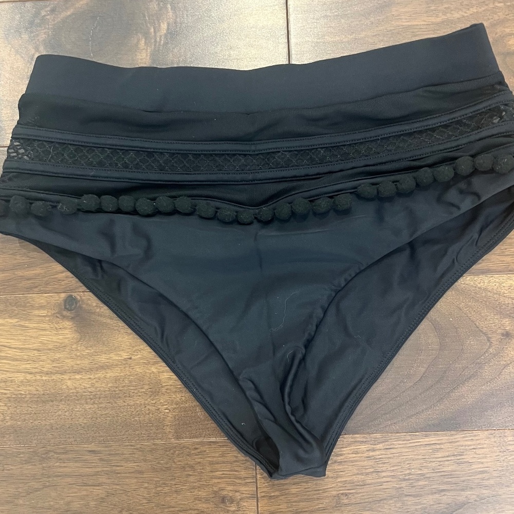 Worn once Tularosa high waisted mesh and Pom Pom fringe bathing suit bottom